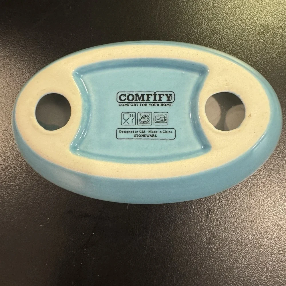 Comfify Stoneware Teal Blue Bathroom  Soap Dish‎ Moroccan Trellis Retired